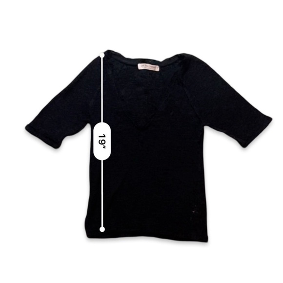 Free People We. The. Free Women’s Inside Out Distressed Hem Knitted Black Tee - Picture 4 of 11